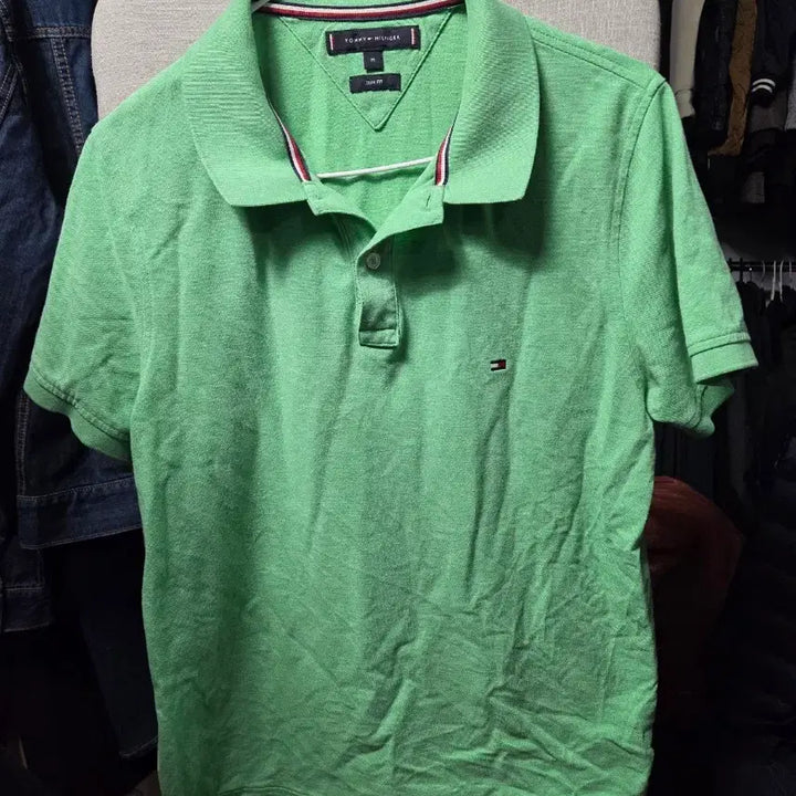 [BUNJANG] Tommy Hilfiger Slim Fit Green Polo Shirt / 타미힐피거 슬림핏 피케 반팔티 M 그린