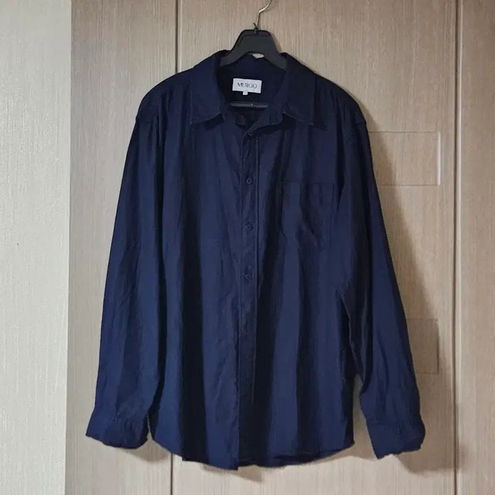 [BUNJANG] MERGO Navy Linen Long-Sleeve Shirt / MERGO 네이비  린넨긴팔 셔츠 L