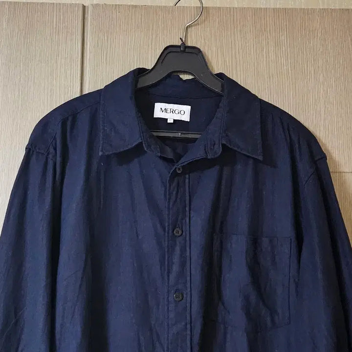 [BUNJANG] MERGO Navy Linen Long-Sleeve Shirt / MERGO 네이비  린넨긴팔 셔츠 L