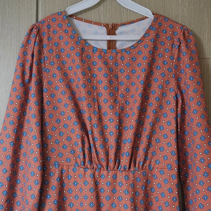 [BUNJANG] Floral Print Long Dress Brown S / 잔꽃무늬 롱 원피스 브라운 S