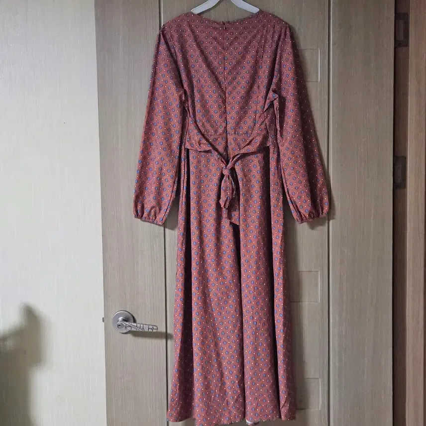[BUNJANG] Floral Print Long Dress Brown S / 잔꽃무늬 롱 원피스 브라운 S