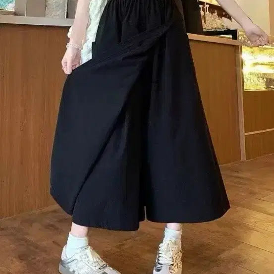 [BUNJANG] Black/Beige Long Skirt Pants / 랩 스커트 스타일 블랙 /베이지 롱치마바지 새상품