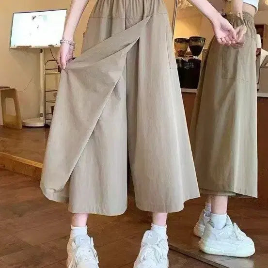 [BUNJANG] Black/Beige Long Skirt Pants / 랩 스커트 스타일 블랙 /베이지 롱치마바지 새상품