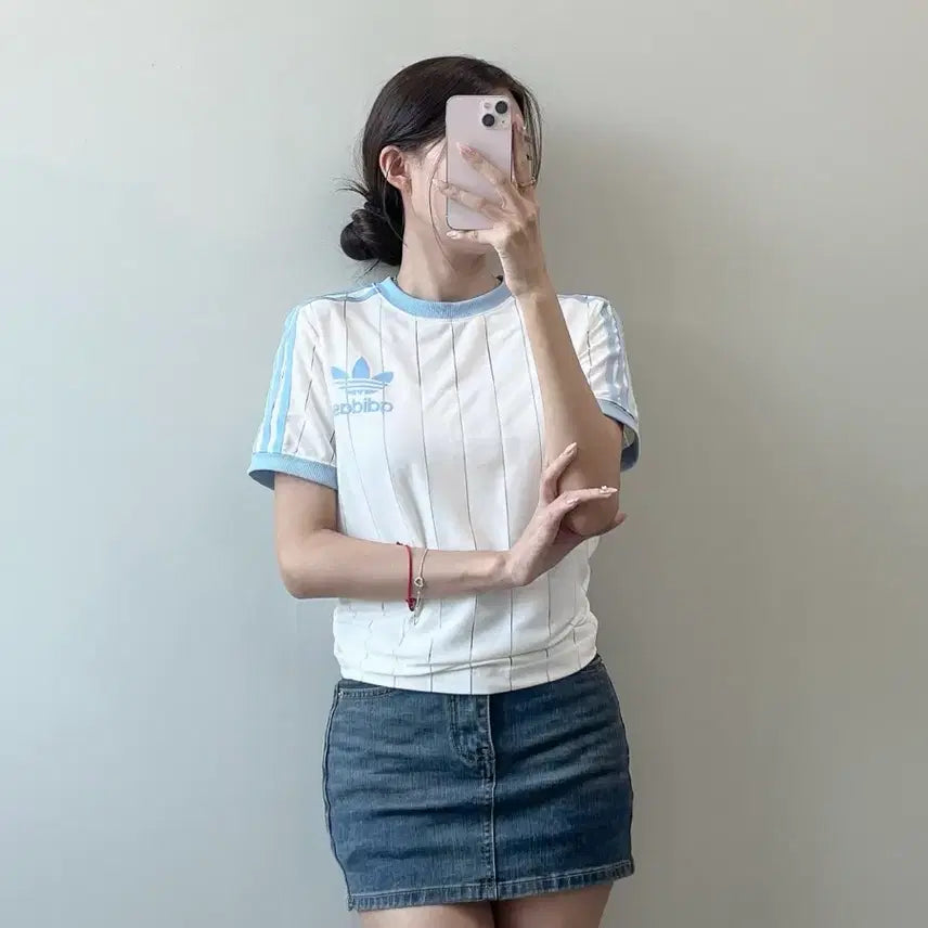 [BUNJANG] Adidas Light Blue Short Sleeve T-shirt / 아디다스 반팔티