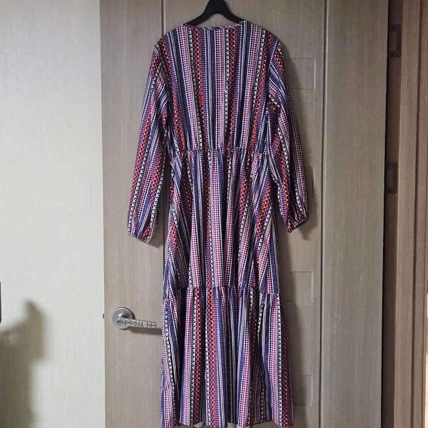 [SOLD OUT] 패턴 롱 원피스 브이넥 원피스 66