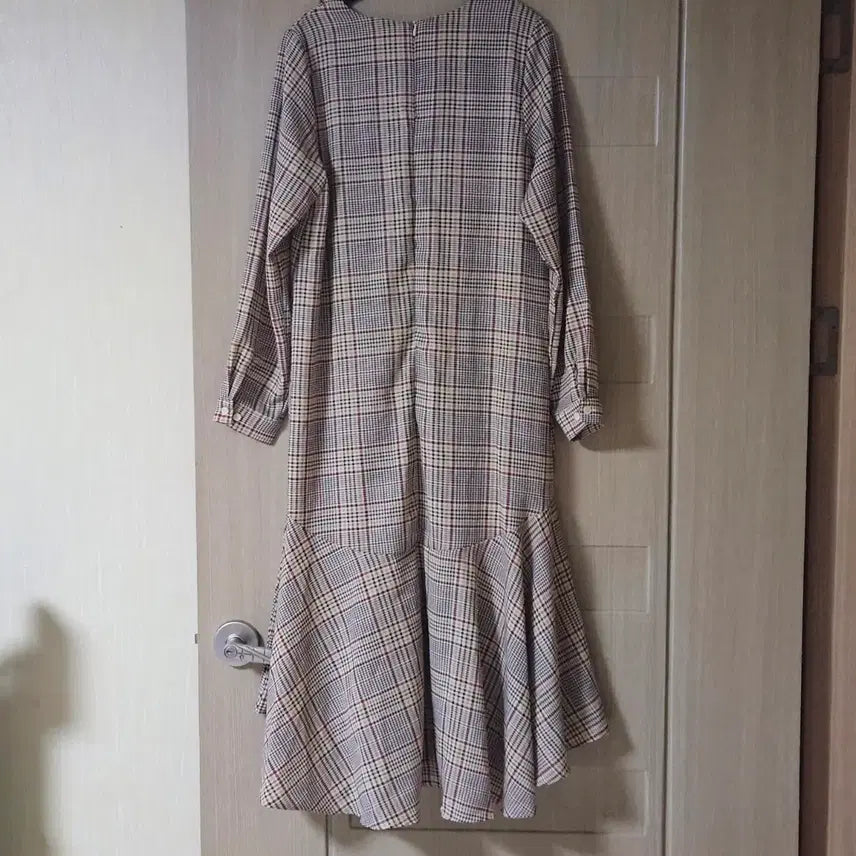 [BUNJANG] Checkered Long Dress / 체크 롱 원피스 프릴 디자인 시원한소재55~66