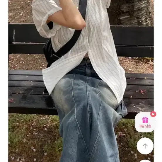 [BUNJANG] Pairin Stripe Oversized Short Sleeve Shirt / 페어린 스트라이프 오버핏 반팔 셔츠 새상품