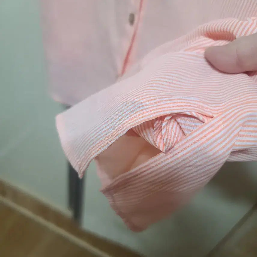 [BUNJANG] All For You Pink Striped Flower Blouse / 올포유 핑크 스트라이프 플라워 블라우스:까실하고가뻡고이뻐서어머니추천
