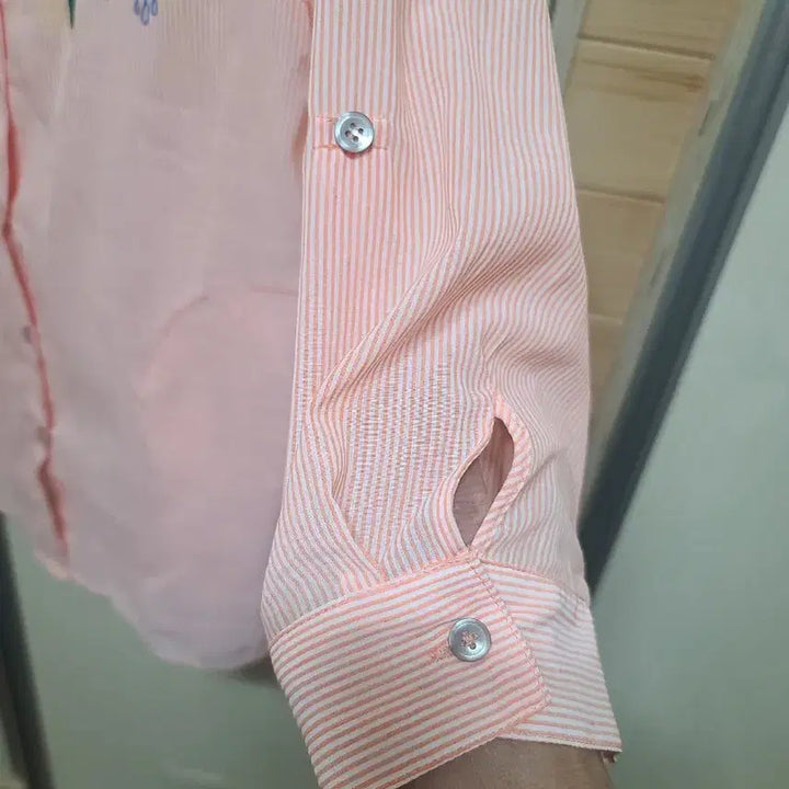 [BUNJANG] All For You Pink Striped Flower Blouse / 올포유 핑크 스트라이프 플라워 블라우스:까실하고가뻡고이뻐서어머니추천