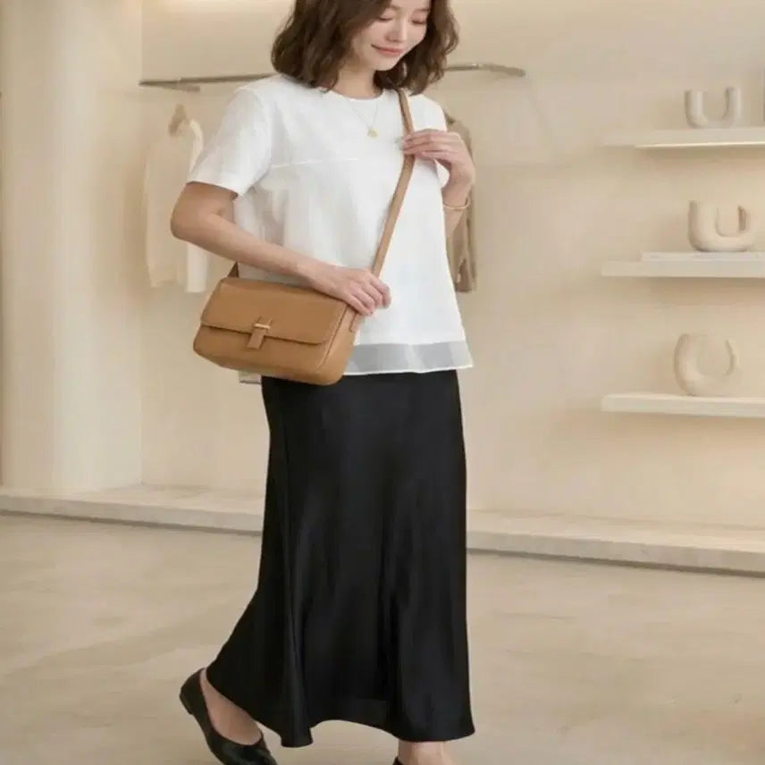 [BUNJANG] Feminine Layered Chiffon Peplum T-Shirt / 페미닌 레이어드 쉬폰 배색 페플럼 반팔 티셔츠ㅡ무배