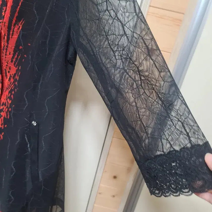 [BUNJANG] Black Lace Long Jacket / 레이스 블랙 롱 자켓 상태최상