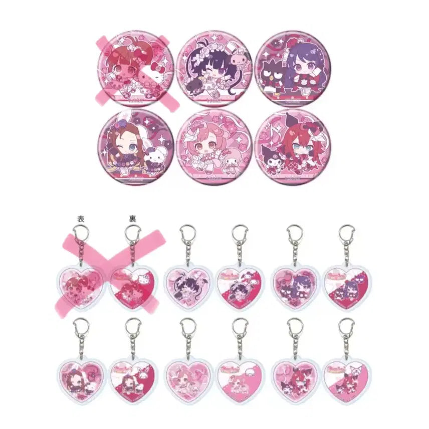 [BUNJANG] Pretty Series Pretty Rhythm 15th Anniversary Sanrio Collaboration Badge &amp; Keyring (Split Set) / 프리티 시리즈 프리티리듬 15주년 산리오 콜라보 공구 분철 뱃지 키링