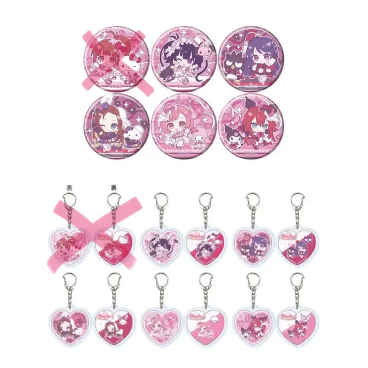 [BUNJANG] Pretty Series Pretty Rhythm 15th Anniversary Sanrio Collaboration Badge &amp; Keyring (Split Set) / 프리티 시리즈 프리티리듬 15주년 산리오 콜라보 공구 분철 뱃지 키링