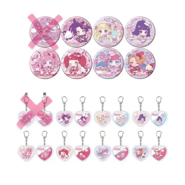 [BUNJANG] Pretty Series Pretty Rhythm 15th Anniversary Sanrio Collaboration Badge &amp; Keyring (Split Set) / 프리티 시리즈 프리티리듬 15주년 산리오 콜라보 공구 분철 뱃지 키링