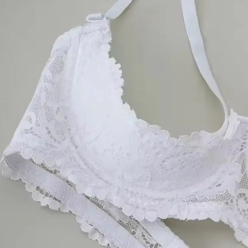 [BUNJANG] White Lace Open-Back Bra / 화이트 레이스 오픈형브라 여성 속옷