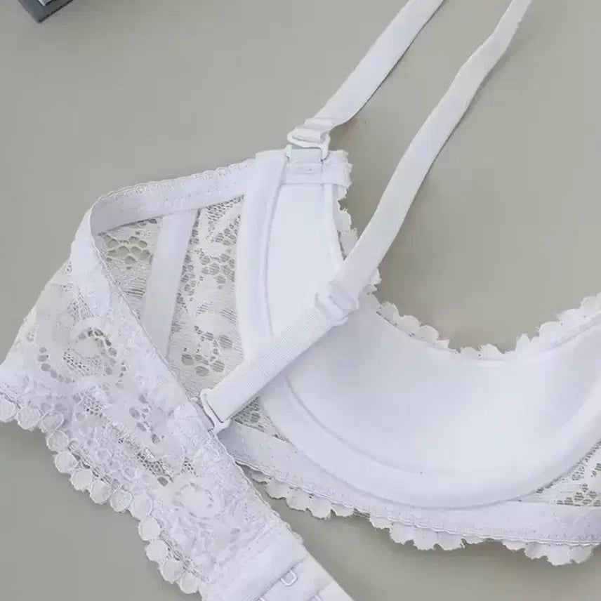 [BUNJANG] White Lace Open-Back Bra / 화이트 레이스 오픈형브라 여성 속옷