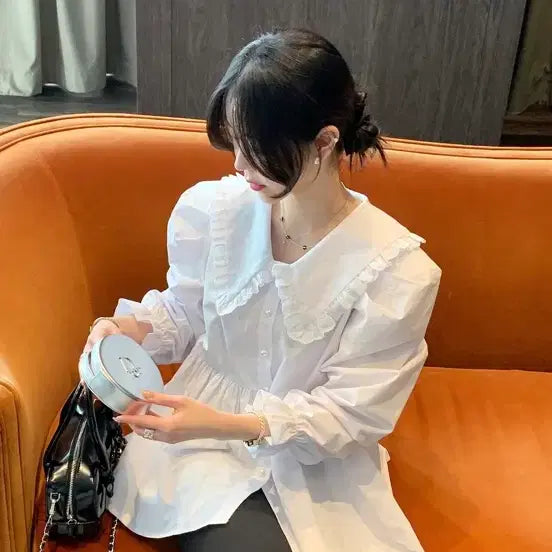 [BUNJANG] Bysinni Pearl Collar Blouse / 바이씨니 제작 콩진주카라블라