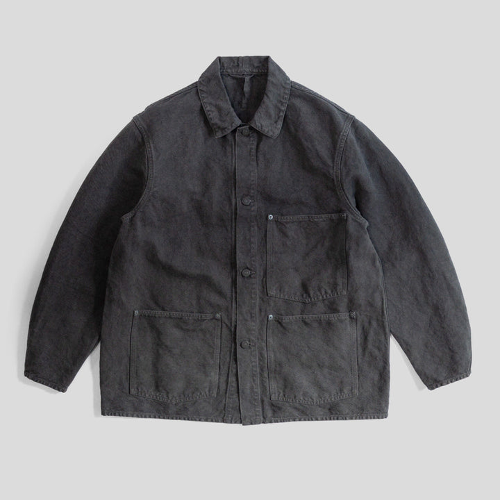 [BUNJANG] Kaptain Sunshine Coverall Jacket Black Washed Cotton Hemp Blend / [38/새상품] 24SS 캡틴선샤인 커버올 자켓 38