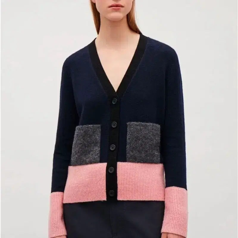 [BUNJANG] COS Colorblock V-Neck Cardigan / 코스COS 가디건 55사이즈