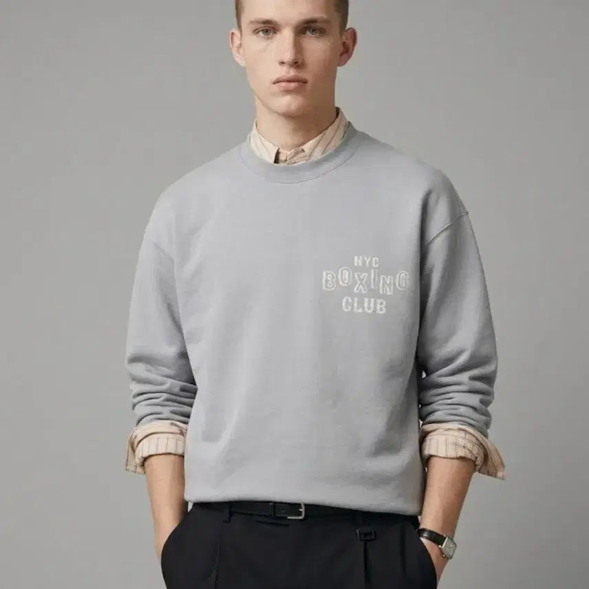[BUNJANG] JILLSTUART NEW YORK Grey Lettering Embroidery Sweatshirt L / 질스튜어트뉴욕 그레이 레터링 자수 스웻셔츠(맨투맨) L