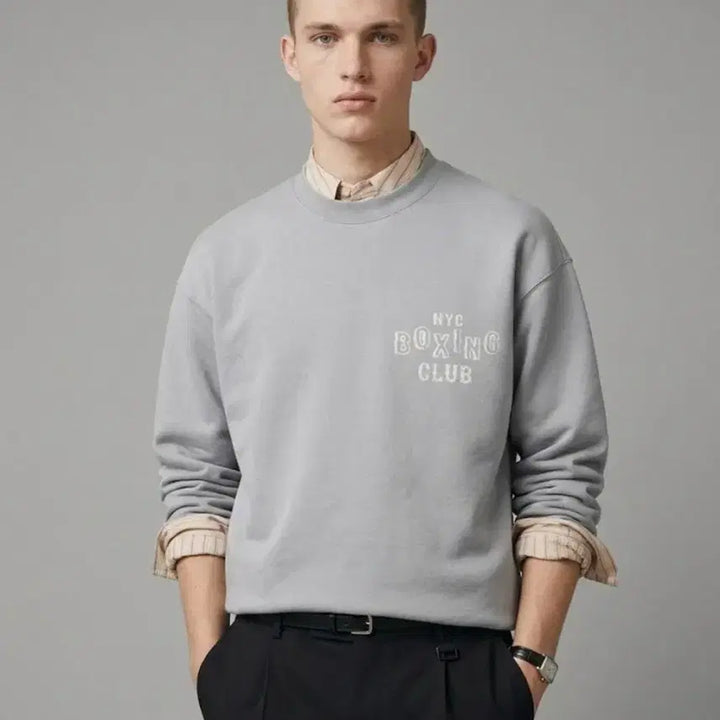 [BUNJANG] JILLSTUART NEW YORK Grey Lettering Embroidery Sweatshirt L / 질스튜어트뉴욕 그레이 레터링 자수 스웻셔츠(맨투맨) L