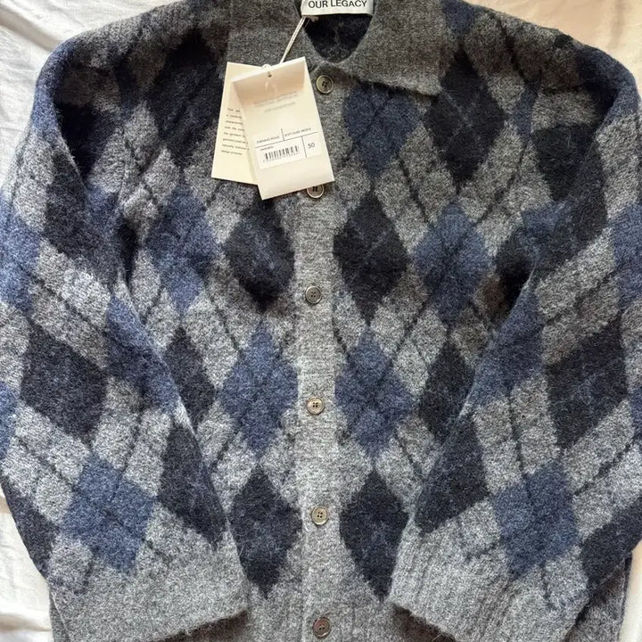 [BUNJANG] Our Legacy Evening Polo Cardigan Argyle Soft Duke 50 / 아워레가시 이브닝 폴로 소프트 듀크 아가일 가디건 50