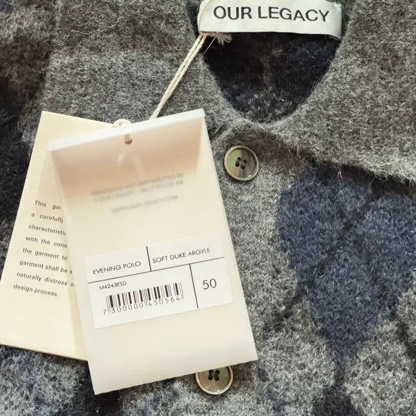 [BUNJANG] Our Legacy Evening Polo Cardigan Argyle Soft Duke 50 / 아워레가시 이브닝 폴로 소프트 듀크 아가일 가디건 50