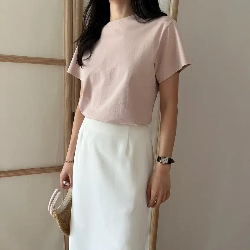 [SOLD OUT] 위다WIDA 반팔 티셔츠 핑크베이지