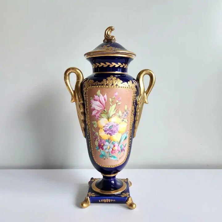 [BUNJANG] French Antique Hand-Painted Gilt Base Vase / 프랑스 앤틱 핸드페인팅 금장 베이스