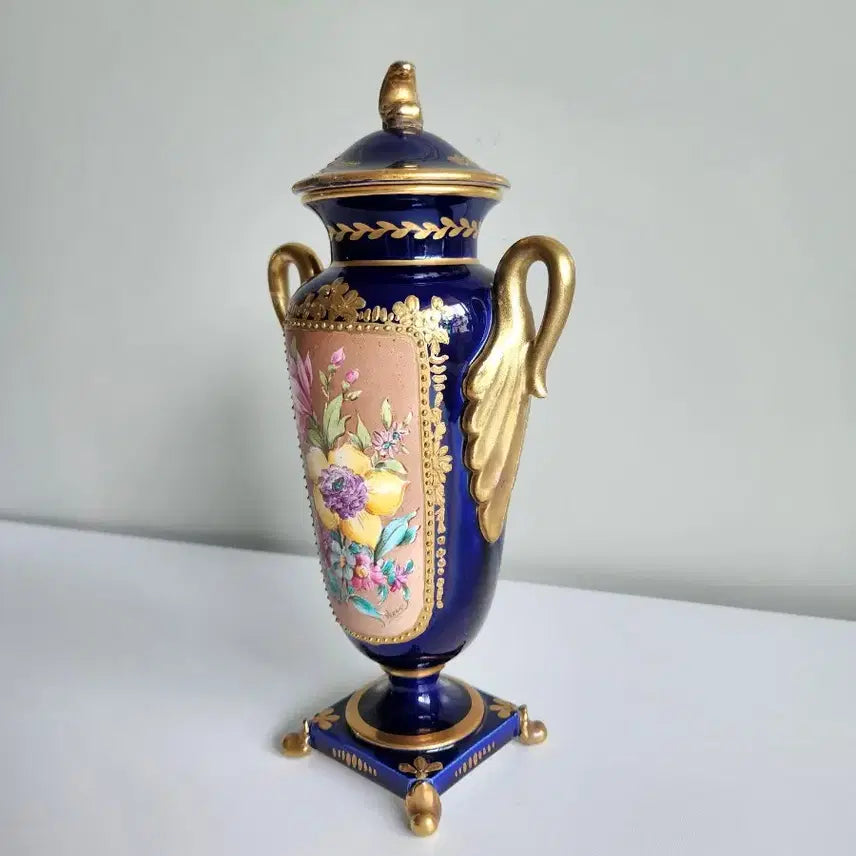 [BUNJANG] French Antique Hand-Painted Gilt Base Vase / 프랑스 앤틱 핸드페인팅 금장 베이스
