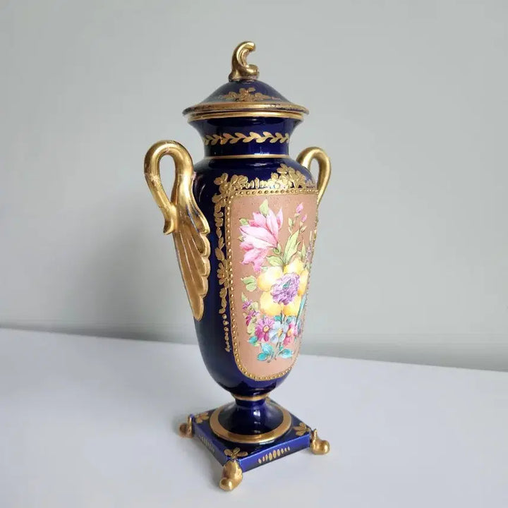 [BUNJANG] French Antique Hand-Painted Gilt Base Vase / 프랑스 앤틱 핸드페인팅 금장 베이스