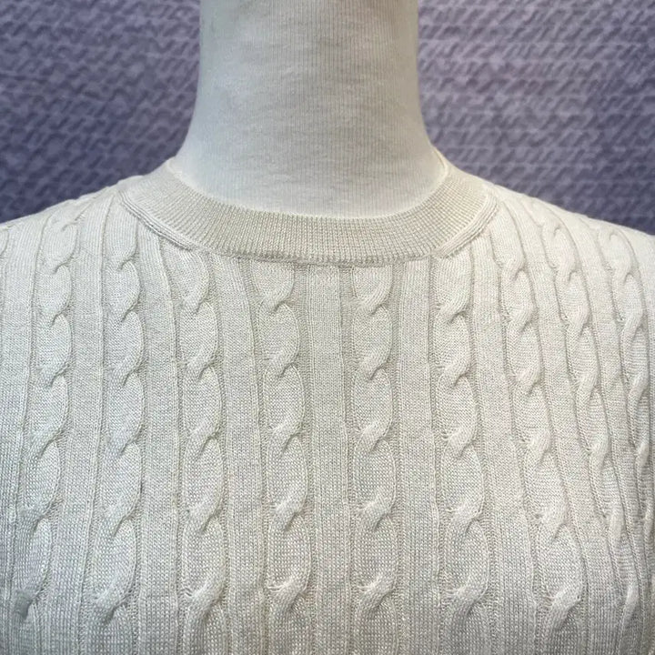 [BUNJANG] The Cashmere Cable Short Sleeve Knit Ivory 55 / 더캐시미어 케이블 반팔 니트 아이보리 85(55) 새옷급