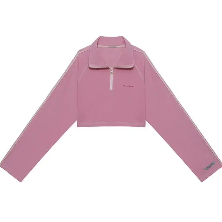[BUNJANG] Instantfunk Pink Cropped Half Zip-Up Sleeveless Knit / 인스턴트펑크 Instantfunk 핑크 크롭 하프 집업 슬리브리습