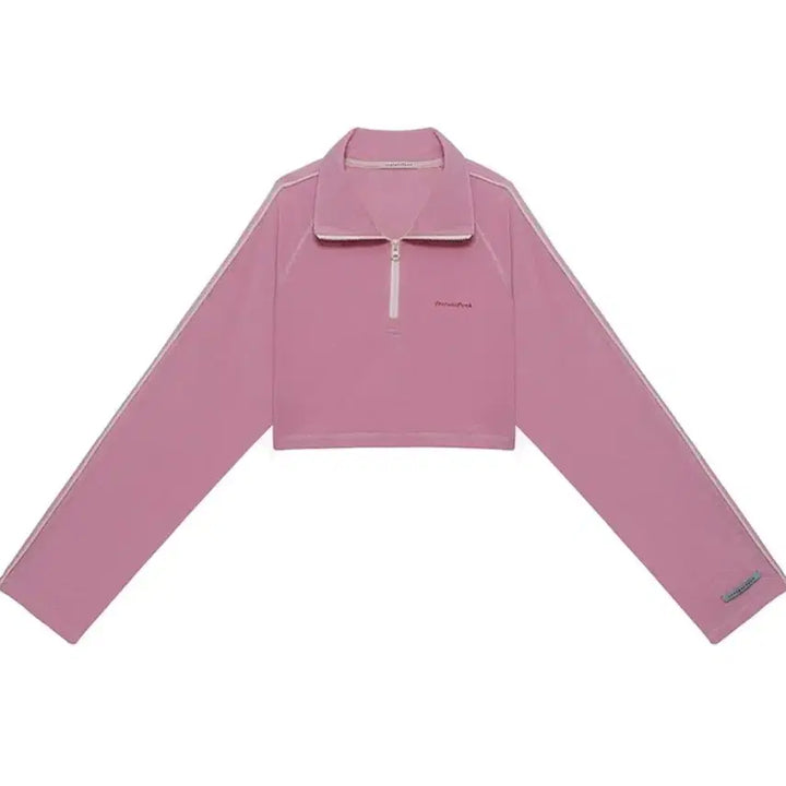 [BUNJANG] Instantfunk Pink Cropped Half Zip-Up Sleeveless Knit / 인스턴트펑크 Instantfunk 핑크 크롭 하프 집업 슬리브리습
