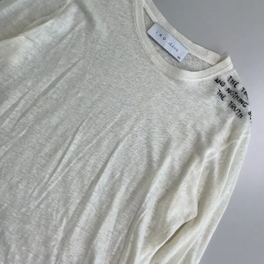 [BUNJANG] IRO Jeans Lettering Point Knit Shoulder Top / [정품] 이로 진스 숄더 레터링 포인트 니트