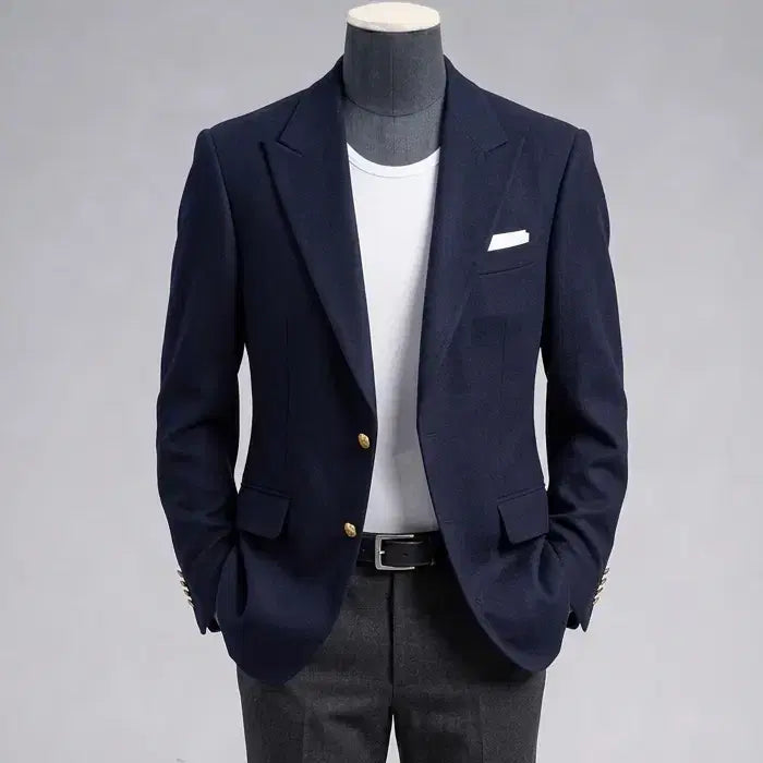 [BUNJANG] Solid Homme Peak Lapel Gold Button Blazer Jacket / 솔리드옴므 / 피크드라펠 금장단추 메인 블레이져 자켓 / 50[105]