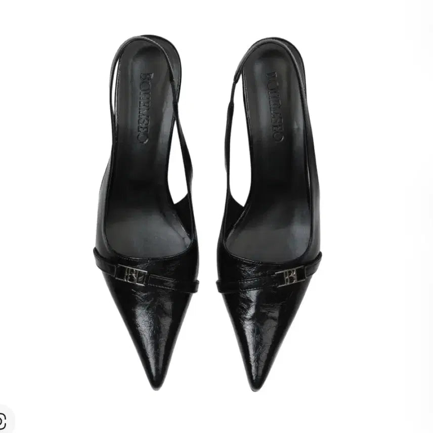 [BUNJANG] Bohemian Seoul 23 Metal Label Slingback Bag Black / 보헤미안 서울 23 메탈 라벨 슬링백 블랙(245)