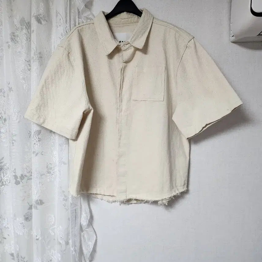 [BUNJANG] Jil Sander Ivory Damage Short Sleeve Shirt / 질샌더 아이보리 데미지 반팔 셔츠