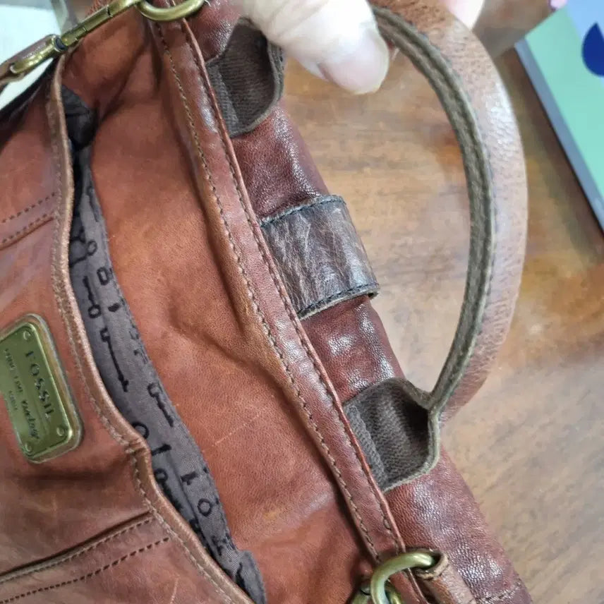 [BUNJANG] Fossil Vintage Leather Tote Crossbody Bag / 파슬 빈티지.가죽 빅 토드겸 크로스 가방