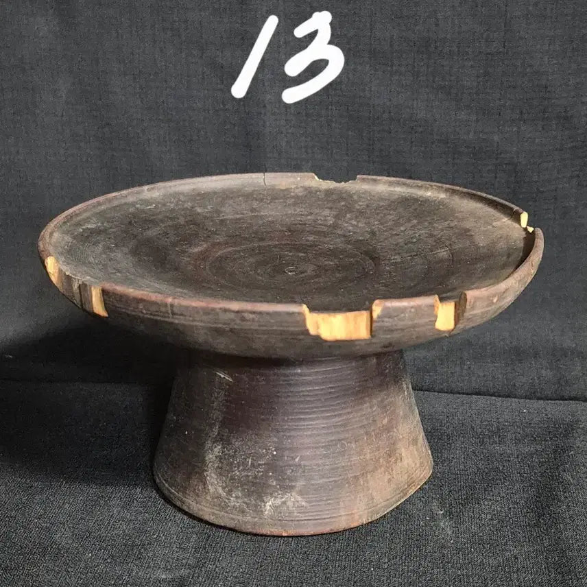 [BUNJANG] Antique Wooden Jegi Set with Stand and Saucer / 골동 나무 제기 잔대 잔받침