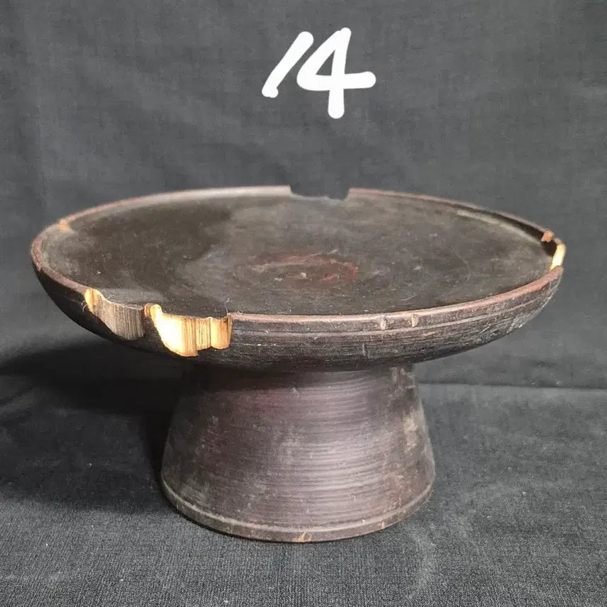 [BUNJANG] Antique Wooden Jegi Set with Stand and Saucer / 골동 나무 제기 잔대 잔받침