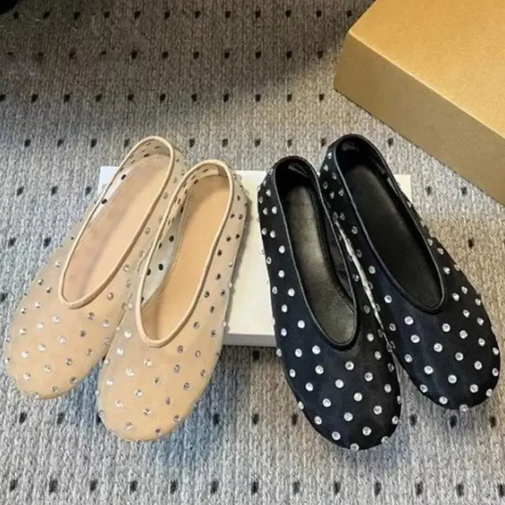 [BUNJANG] Kim Na Young Sheer Mesh Flat Shoes / 큐빅 시스루 망사 메쉬 여름 플랫 슈즈 250 (245가능) 김나영이시영
