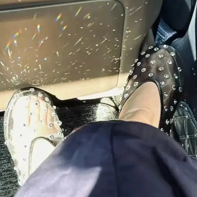 [BUNJANG] Kim Na Young Sheer Mesh Flat Shoes / 큐빅 시스루 망사 메쉬 여름 플랫 슈즈 250 (245가능) 김나영이시영