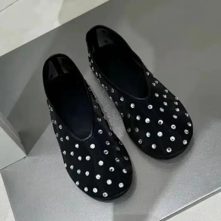 [BUNJANG] Kim Na Young Sheer Mesh Flat Shoes / 큐빅 시스루 망사 메쉬 여름 플랫 슈즈 250 (245가능) 김나영이시영