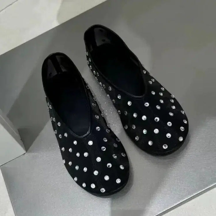 [BUNJANG] Kim Na Young Sheer Mesh Flat Shoes / 큐빅 시스루 망사 메쉬 여름 플랫 슈즈 250 (245가능) 김나영이시영