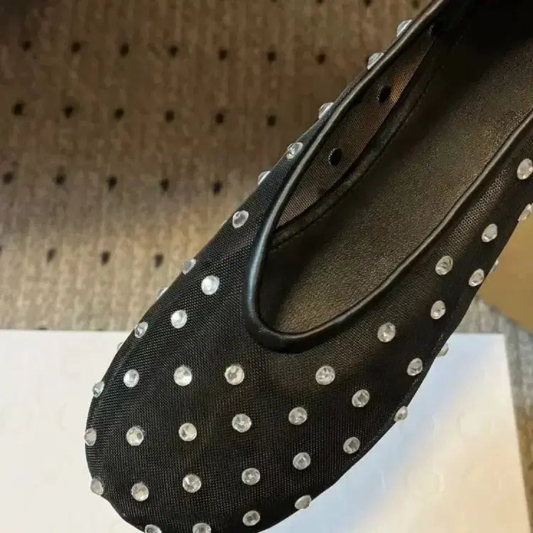 [BUNJANG] Kim Na Young Sheer Mesh Flat Shoes / 큐빅 시스루 망사 메쉬 여름 플랫 슈즈 250 (245가능) 김나영이시영