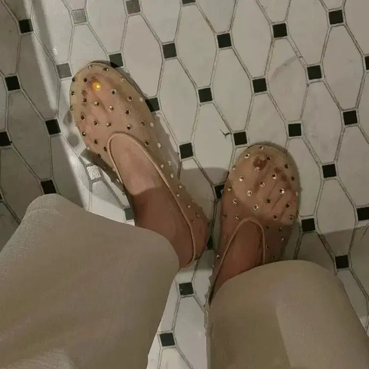 [BUNJANG] Kim Na Young Sheer Mesh Flat Shoes / 큐빅 시스루 망사 메쉬 여름 플랫 슈즈 250 (245가능) 김나영이시영