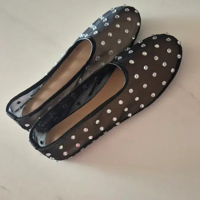 [BUNJANG] Kim Na Young Sheer Mesh Flat Shoes / 큐빅 시스루 망사 메쉬 여름 플랫 슈즈 250 (245가능) 김나영이시영