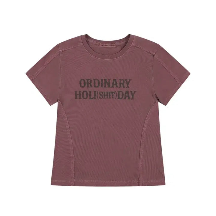 [BUNJANG] Ordinary Holiday Burgundy Short Sleeve T-Shirt / ORDINARY HOLIDAY 반팔 티셔츠 버건디