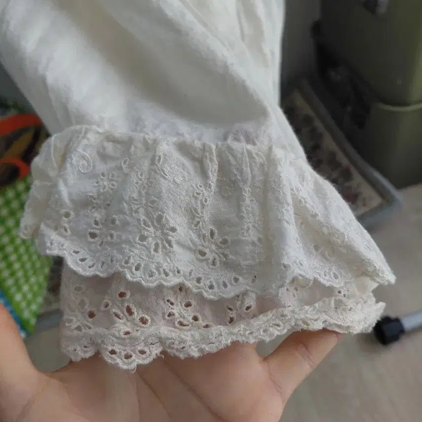 [BUNJANG] Vintage Ivory Lace Tiered Maxi Skirt / [빈티지] 아이보리 롱 스커트 레이스 캉캉 치마